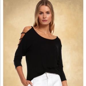 NWOT Strappy shoulder Black Top